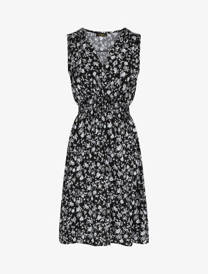 Robe imprimé fleuri à col cache-coeur - Noir - 4