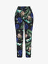 Pantalon élastiqué imprimé feuilles tropicales - Noir - 5