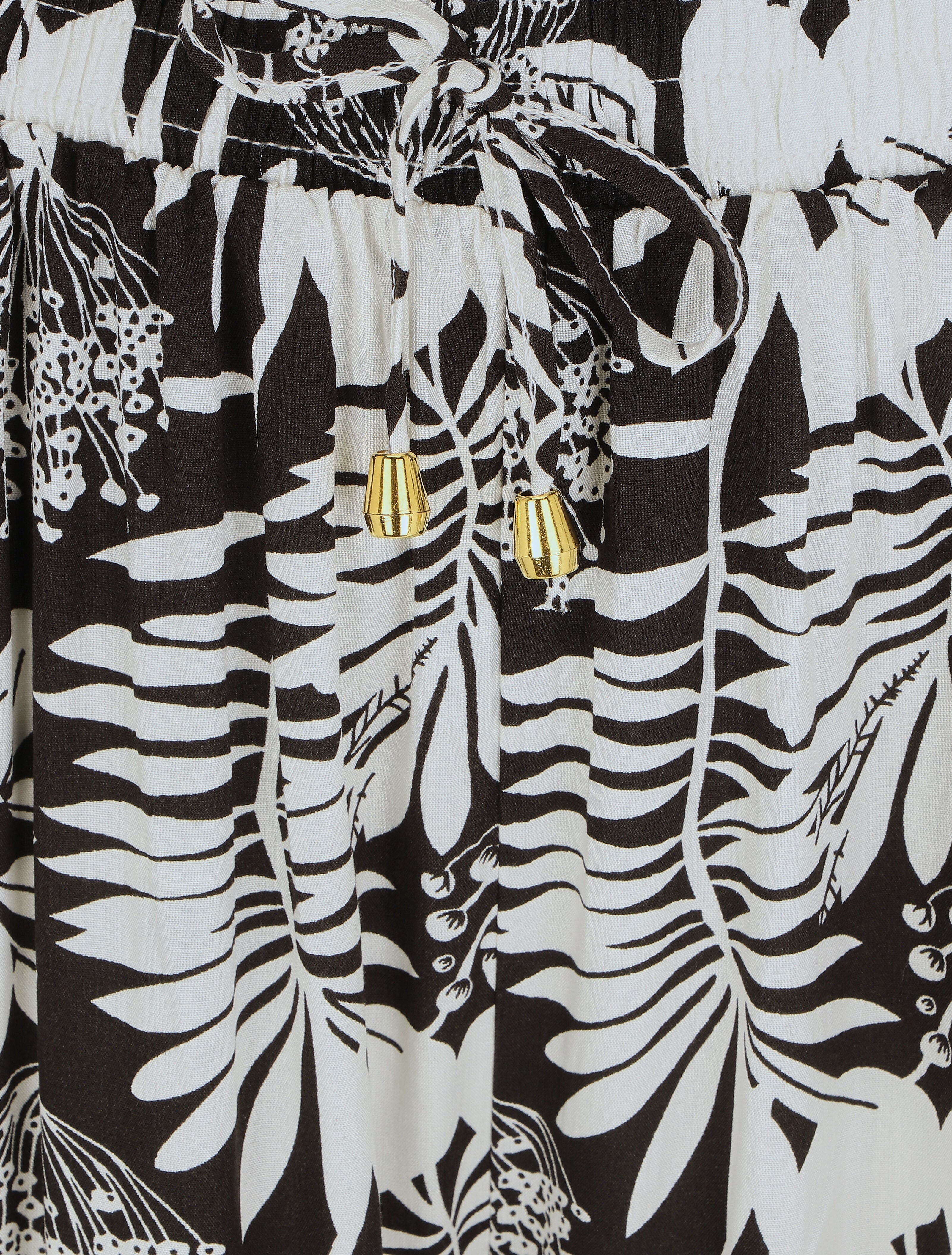 Pantalon ample à motif tropical - Noir - 3