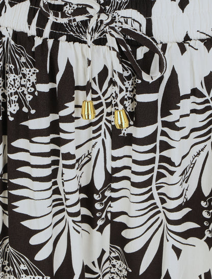 Pantalon ample à motif tropical - Noir - 3