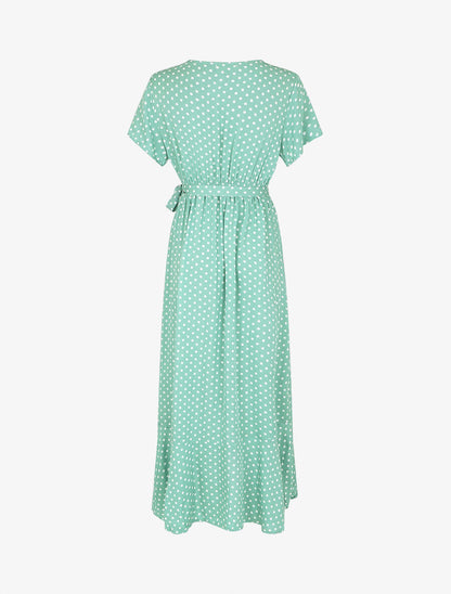 Robe longue à imprimé pois - Vert d&