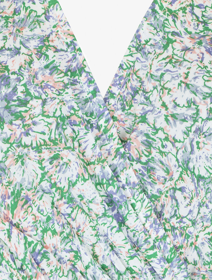 Robe longue fendue imprimé fleuri - Vert - 3