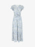 Robe longue fendue imprimé fleuri - Bleu - 1
