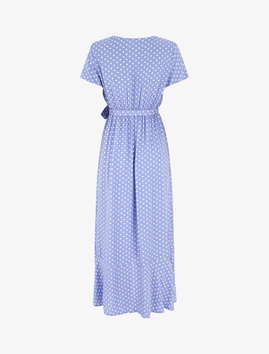 Robe longue portefeuille à pois - Lavande - 2