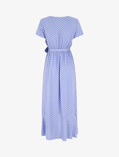 Robe longue portefeuille à pois - Lavande - 2