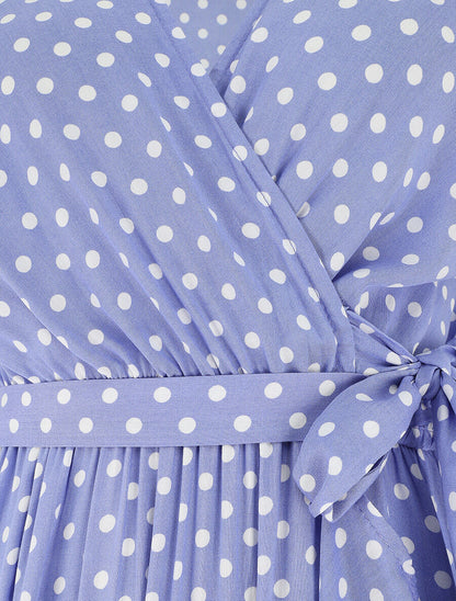 Robe longue portefeuille à pois - Lavande - 3