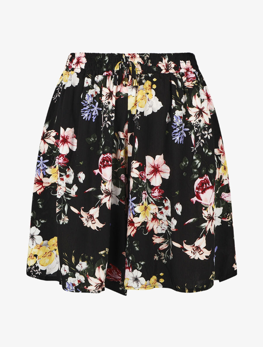 Short fluide imprimé floral - Noir - 5