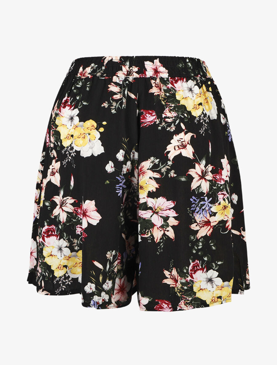 Short fluide imprimé floral - Noir - 2