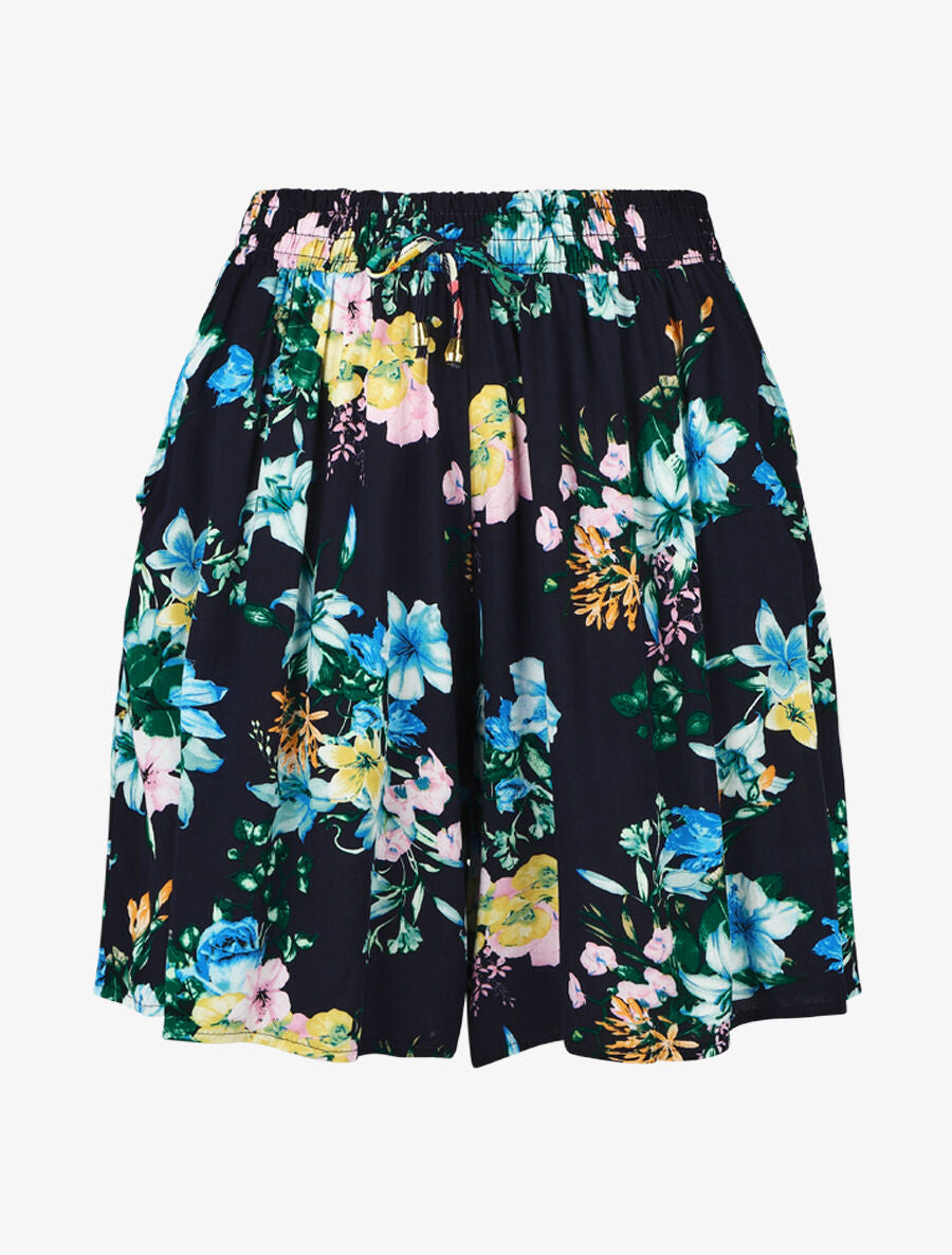 Short fluide imprimé floral - Marine - 1