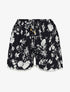 Short droit imprimé floral taille haute - Marine - 1
