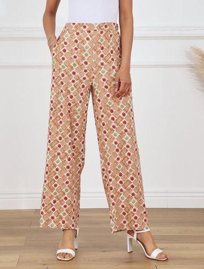 Pantalon ample à imprimé fantaisie - Taupe - 4