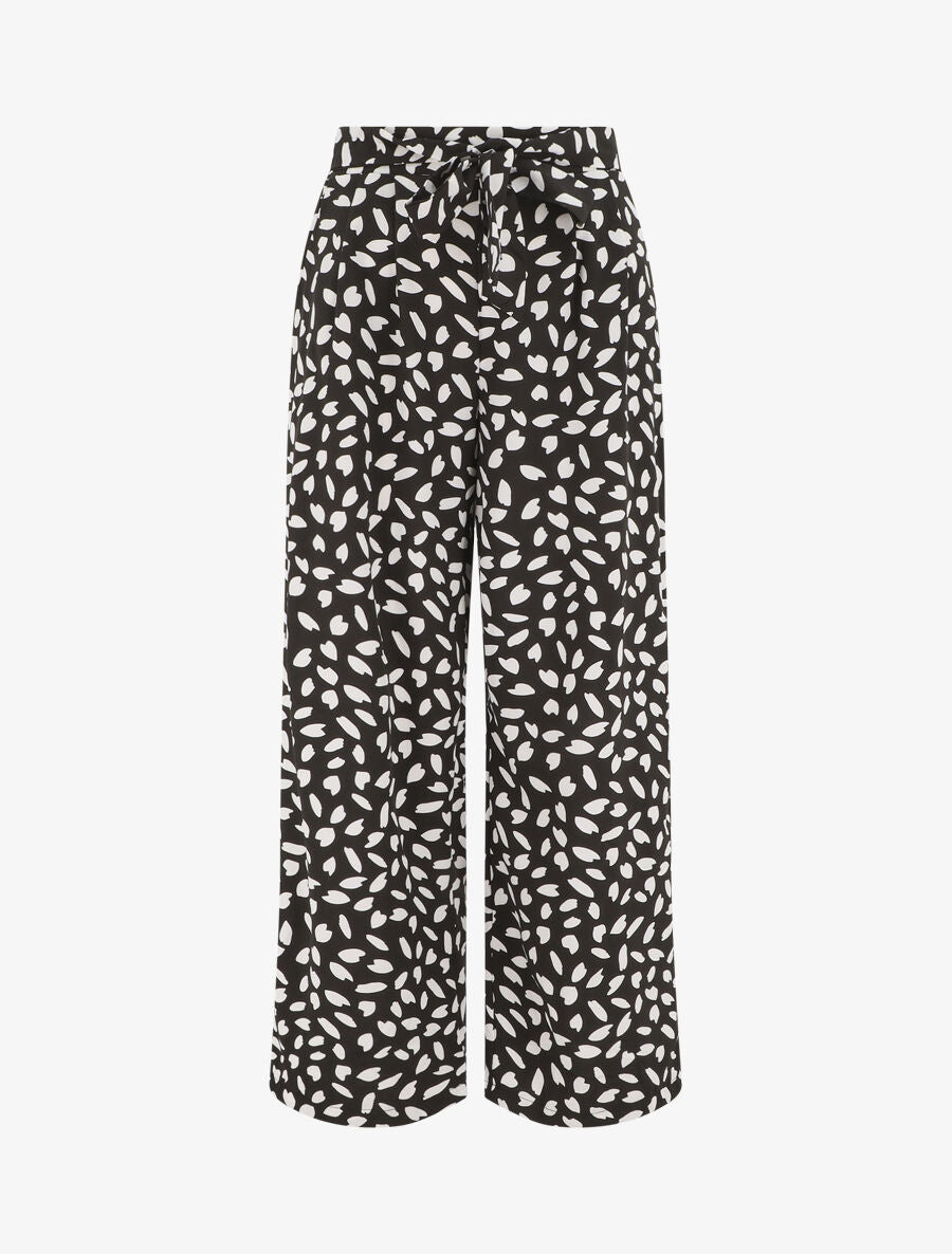 Pantalon fluide imprimé pétales de fleurs - Noir - 5