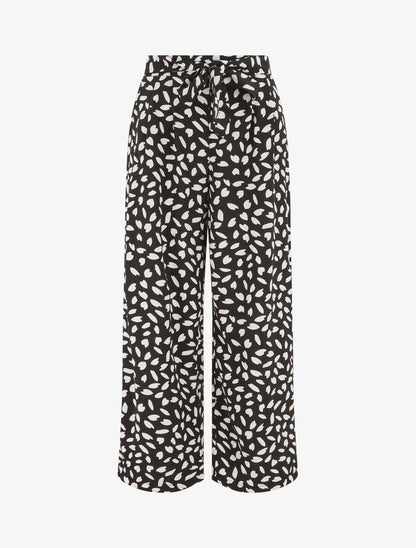 Pantalon fluide imprimé pétales de fleurs - Noir - 5