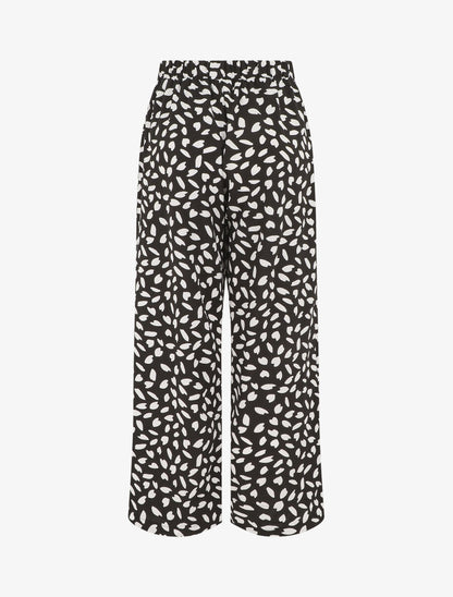 Pantalon fluide imprimé pétales de fleurs - Noir - 2