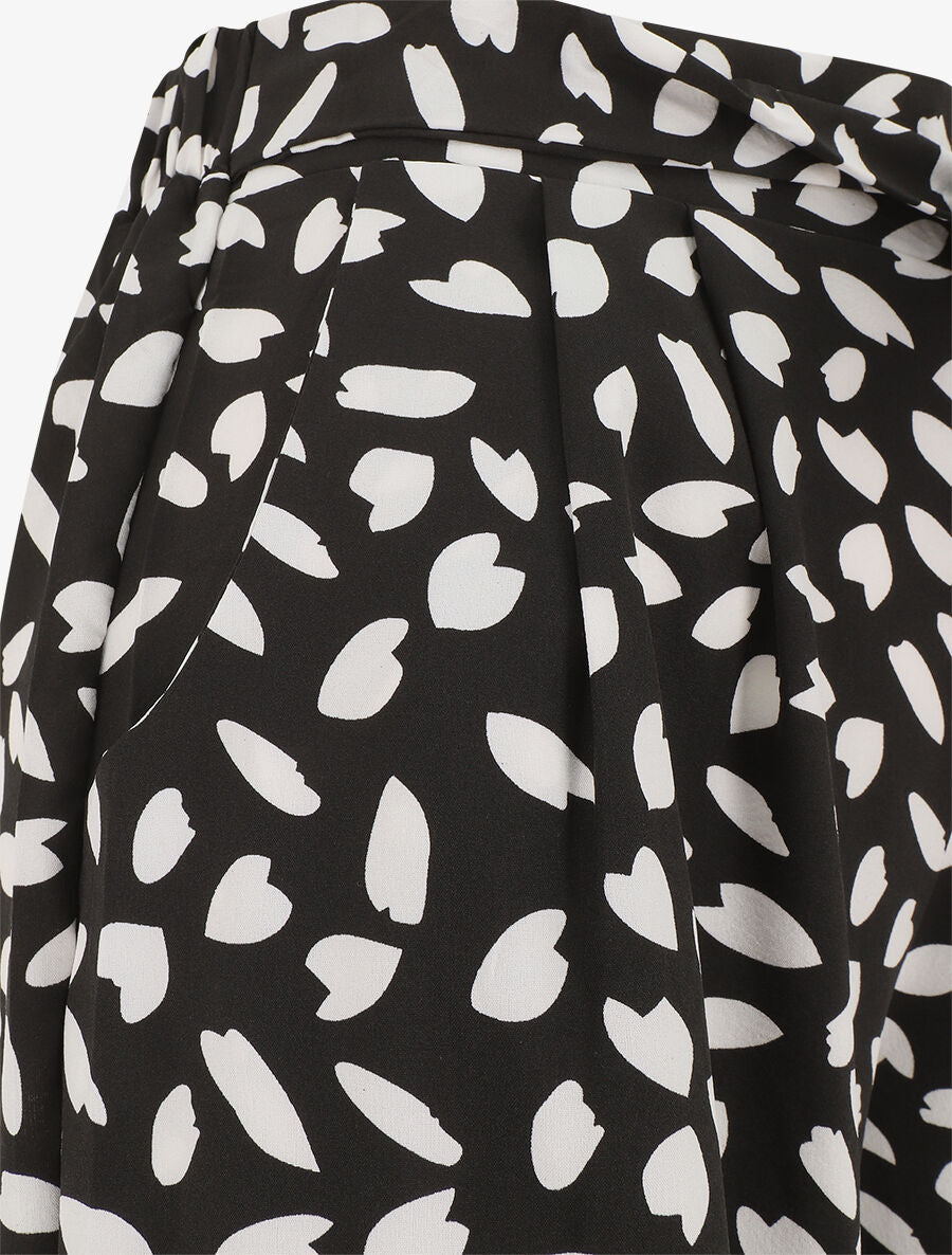 Pantalon fluide imprimé pétales de fleurs - Noir - 3