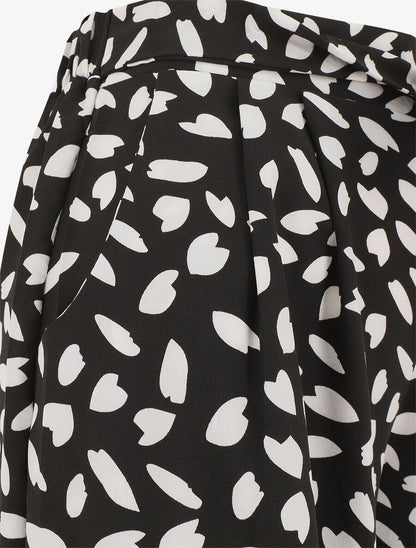Pantalon fluide imprimé pétales de fleurs - Noir - 3
