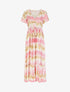 Robe longue évasée tie and dye - Camel/rose - 5