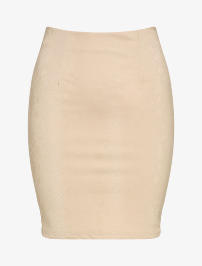 Jupe en simili effet python - Beige - 1
