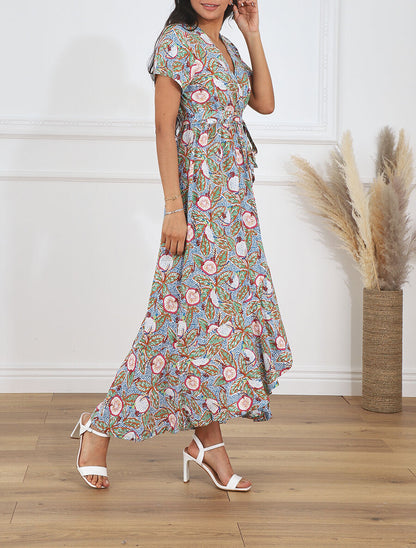 Robe longue imprimé fantaisie - Bleu - 4