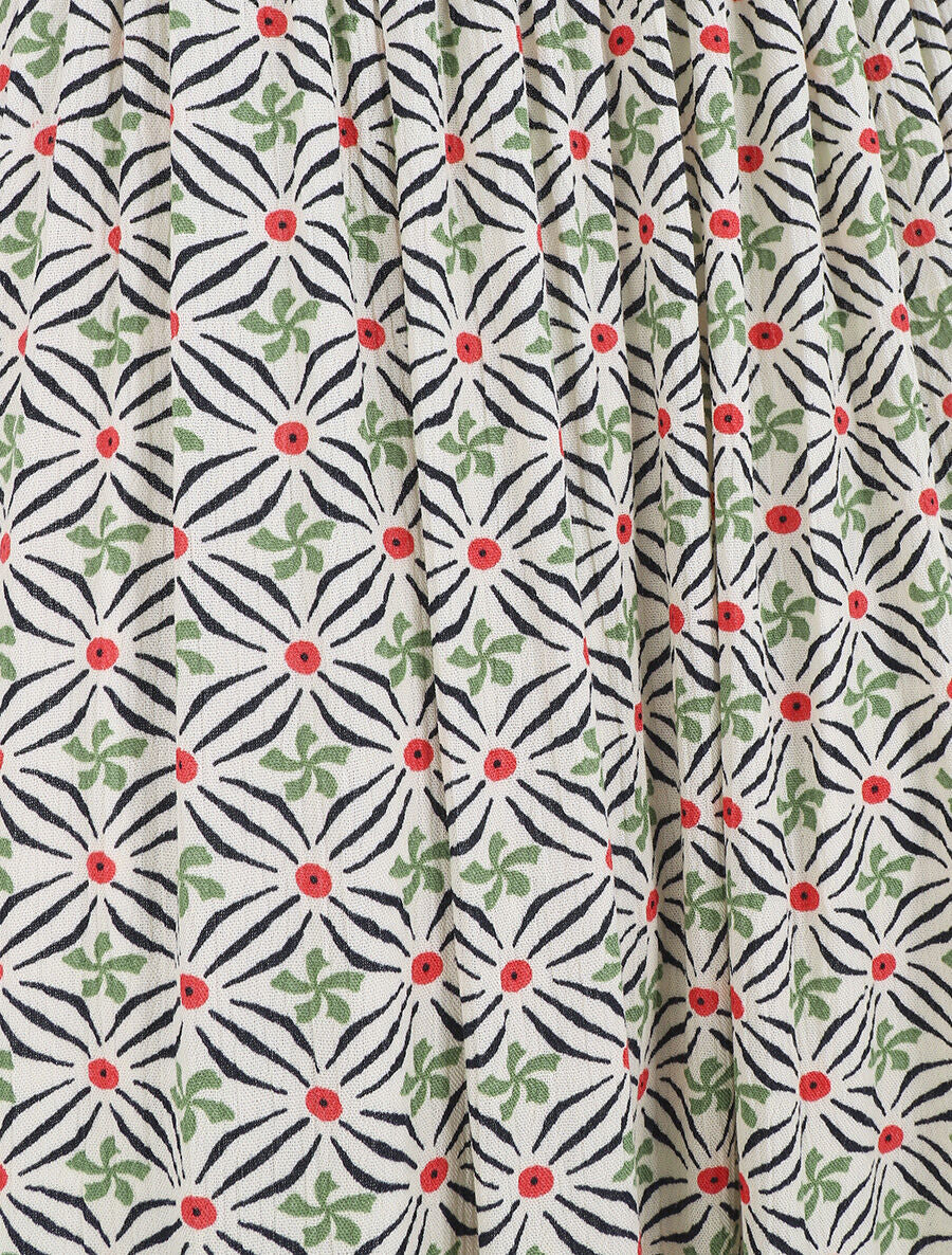 Robe longue évasée impimé fleurs graphiques - Vert - 3