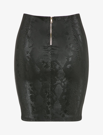 Jupe en simili effet python - Noir - 2