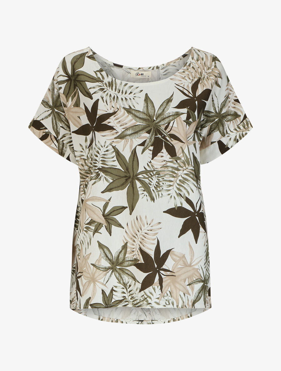 Top ample imprimé tropical - Kaki - 5