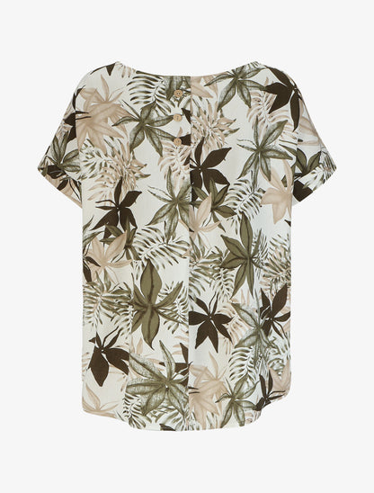 Top ample imprimé tropical - Kaki - 2