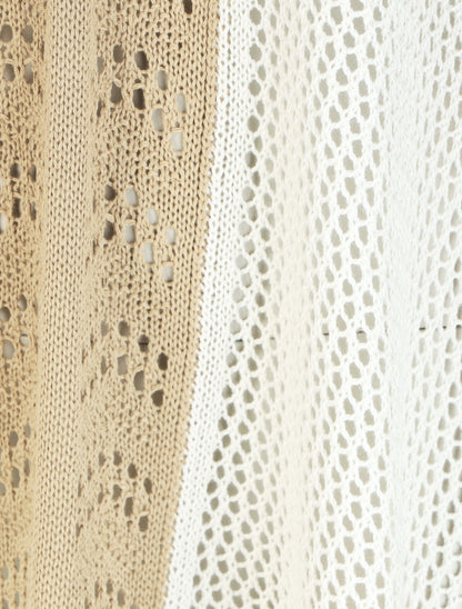 Poncho long en maille - Écru - 3