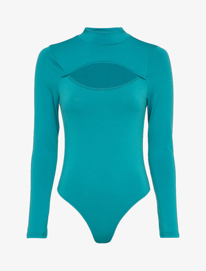 Body ajouré à col montant - Bleu canard - 3