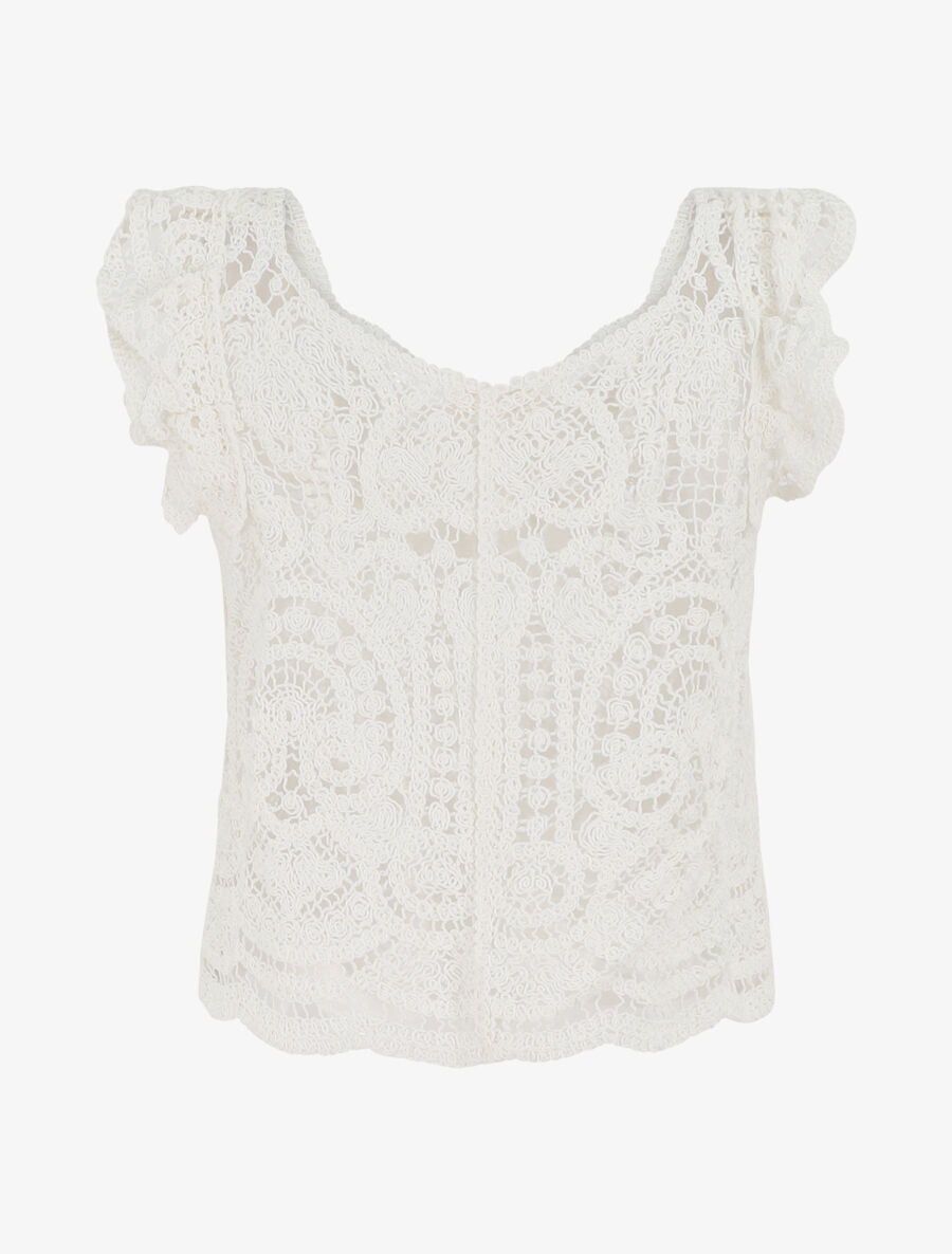 Gilet sans manches en crochet - Blanc - 2