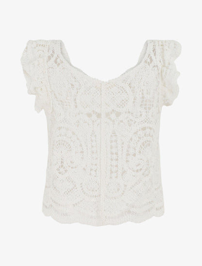 Gilet sans manches en crochet - Blanc - 2