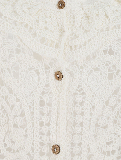 Gilet sans manches en crochet - Blanc - 3