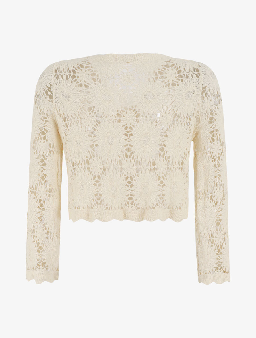Gilet en crochet motif marguerite - Beige - 2