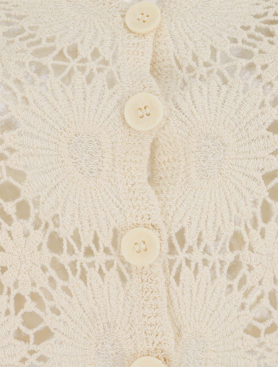 Gilet en crochet motif marguerite - Beige - 3