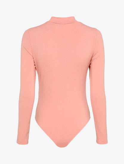 Body ajouré à col montant - Rose - 2