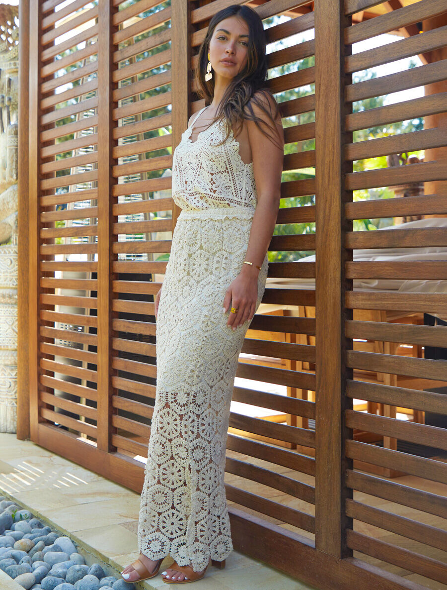Jupe longue crochet - Blanc - 4
