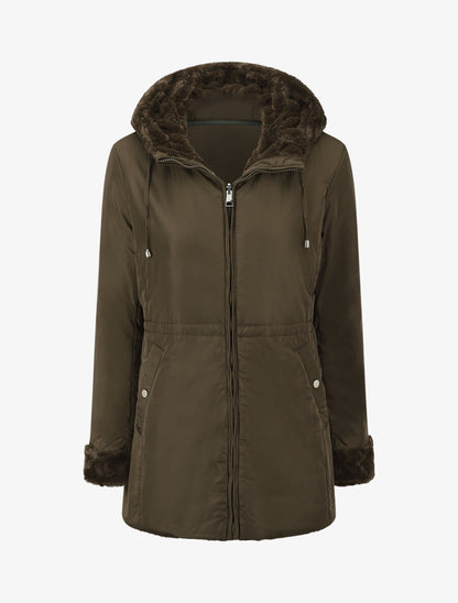 Parka réversible droite grande taille - Kaki - 1