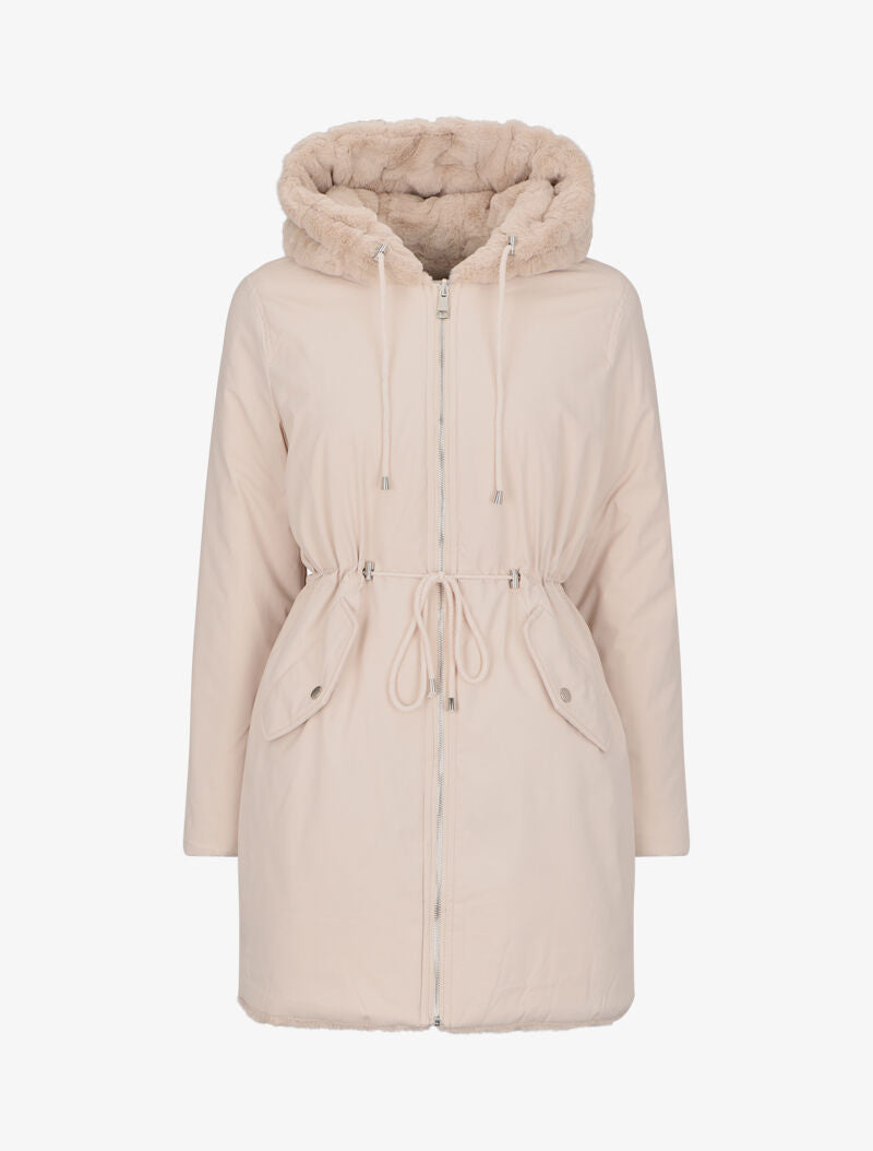 Manteau réversible à capuche - Beige - 1