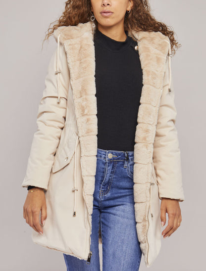 Manteau réversible à capuche - Beige - 4
