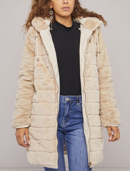 Manteau réversible à capuche - Beige - 6