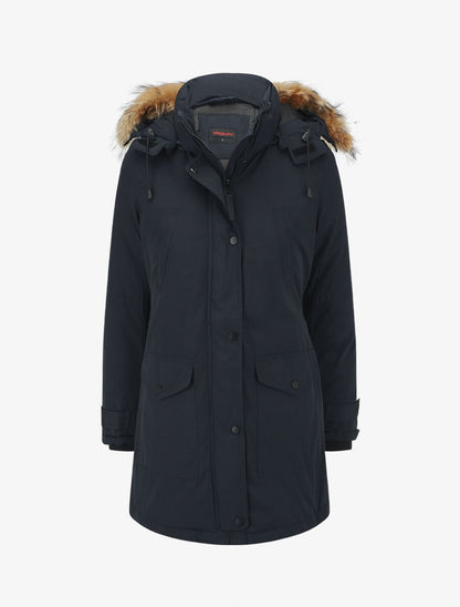Parka uni capuche à fourrure synthétique - Marine - 4