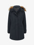Parka uni capuche à fourrure synthétique - Marine - 4