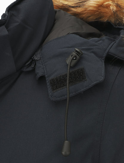 Parka uni capuche à fourrure synthétique - Marine - 3