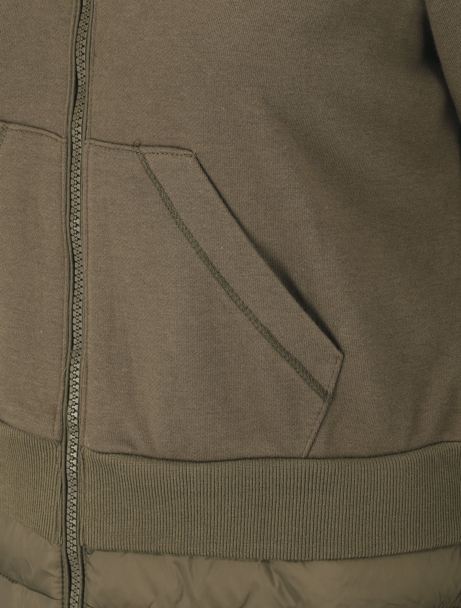 Sweat à capuche bi-matière - Kaki - 3