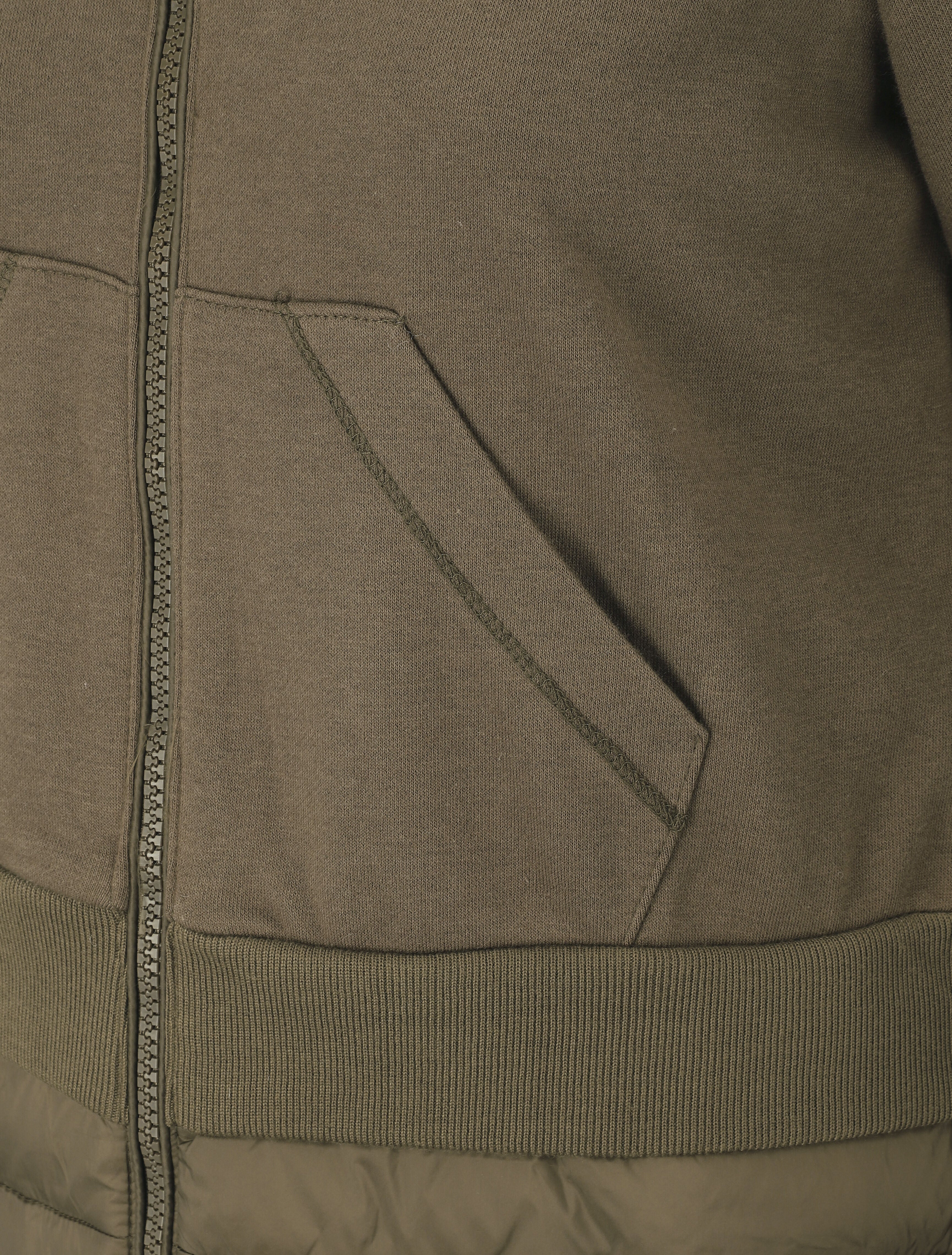 Sweat à capuche bi-matière - Kaki - 3
