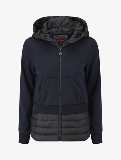 Sweat à capuche bi-matière - Marine - 1