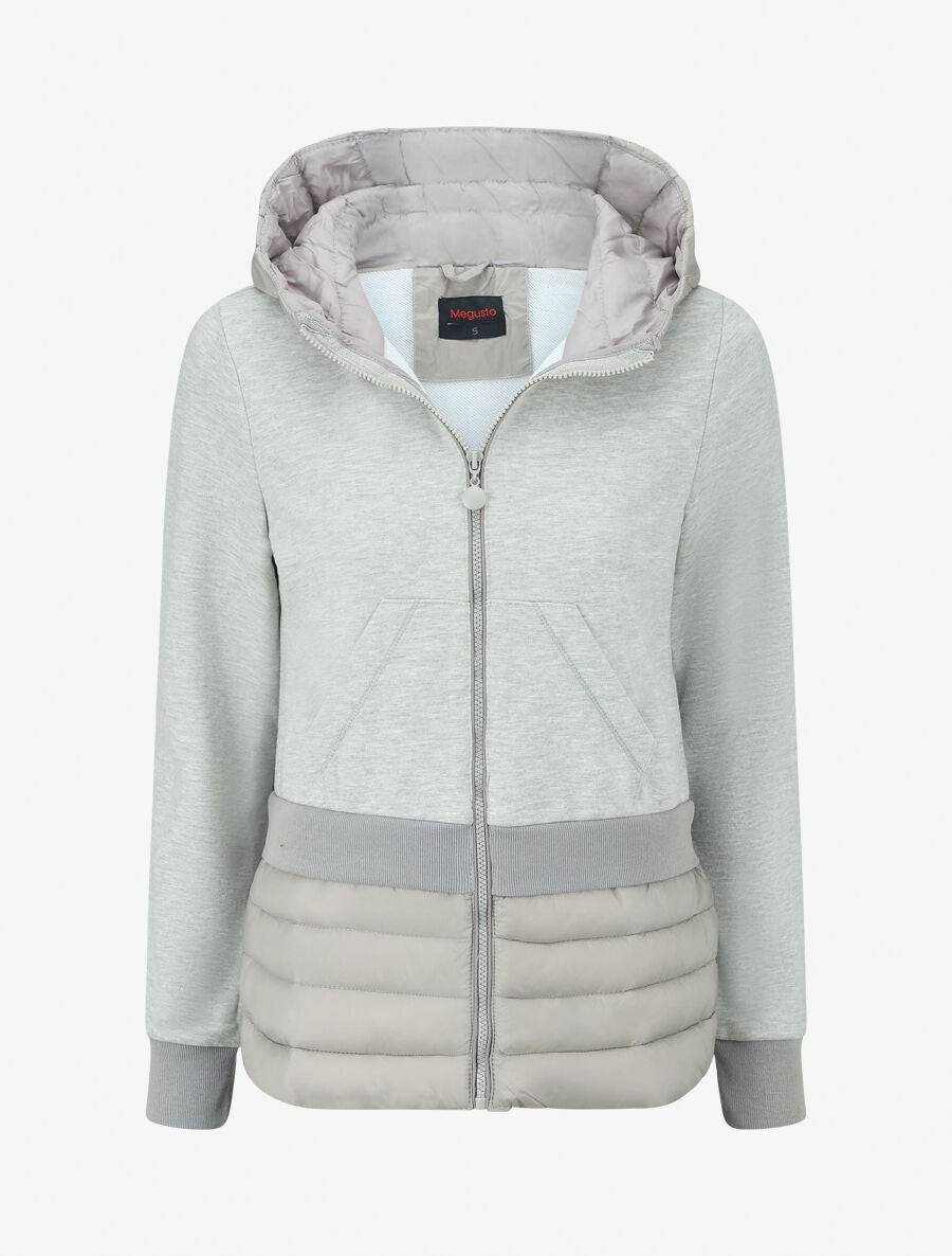 Sweat à capuche bi-matière - Gris clair - 4