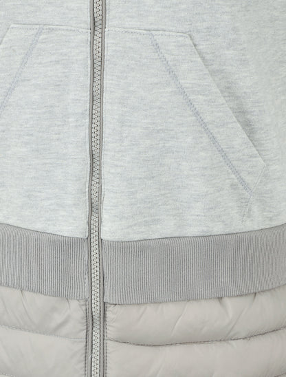 Sweat à capuche bi-matière - Gris clair - 3