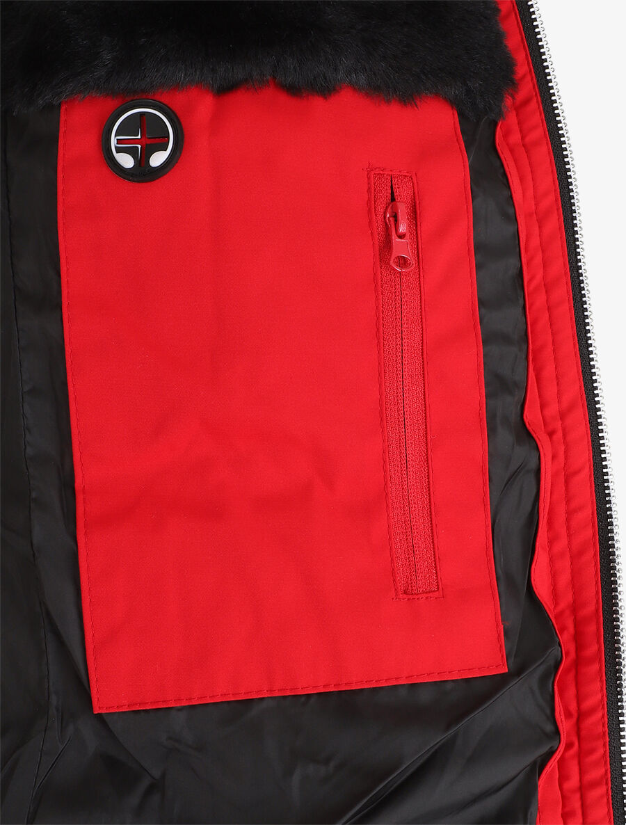 Parka matelassée à capuche fourrée - Rouge - 3