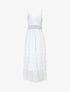 Robe longue à dentelle et volants - Blanc - 1